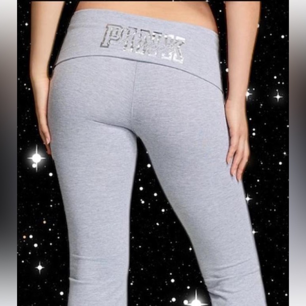 PINK Gray Flared Leggings